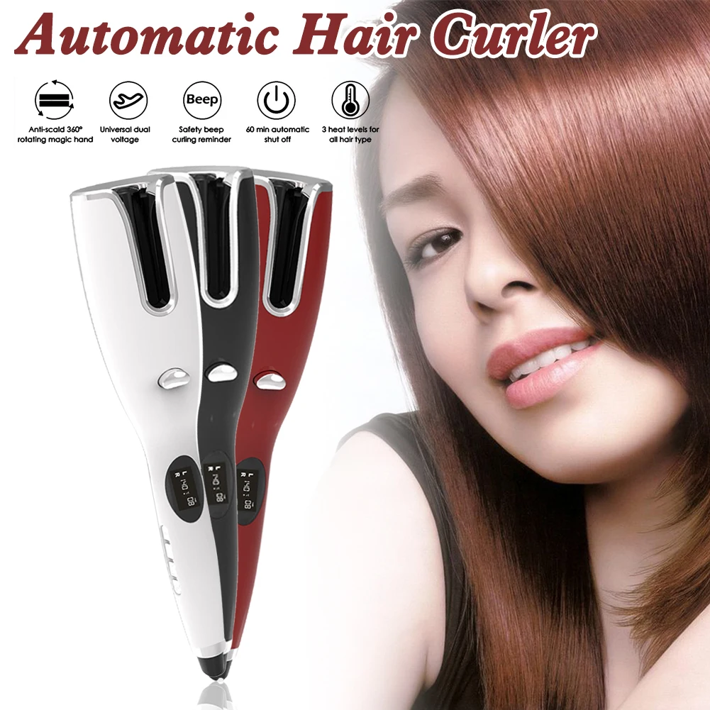 

3 Colors Automatic Hair Curler Ceramic EU/US Plug Hair Curling Iron Ceramic Ionic Auto Rotating Tangle Protection Wet Dry Hair