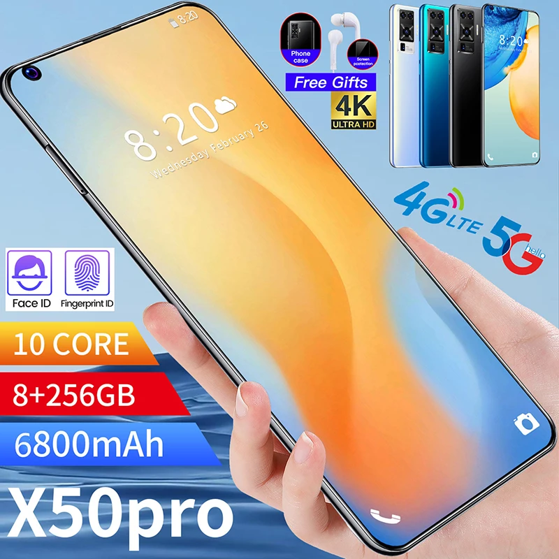 Глобальная версия смартфона X50pro 8 + 256 ГБ 16 32 Мп 7 2 дюйма 6800 мАч|Бамперы| |