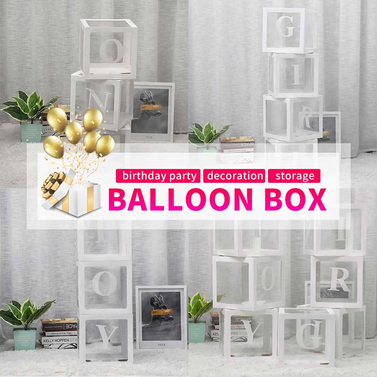 

Baby Shower Decorations Boy Girl 12inch Transparent Box and balloon Air First 1st Birthday Wedding Party Decorations Kids Ballon