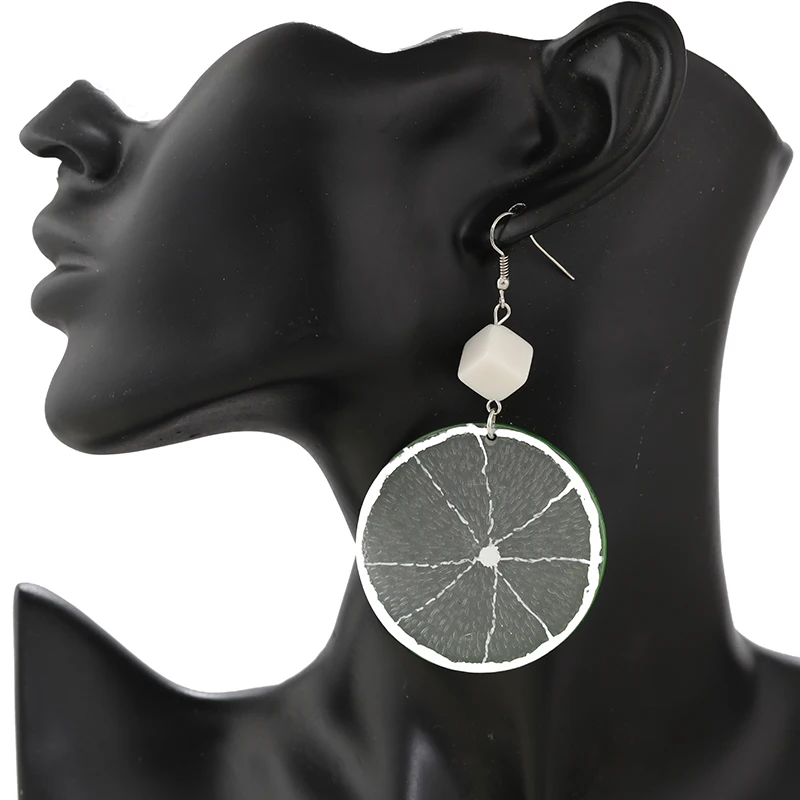 AMORCOME Ins Горячая личность лимонов длинные серьги в виде капель с уникальный