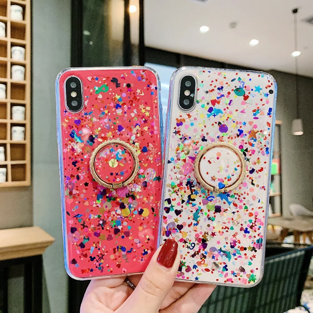 Сияющий с сияющими блестками и пайетками чехол для samsung Galaxy J4 Plus J6Plus J415F Крышка для samsung A7 A9 S10 S9 Note 9 A50 A30 A6