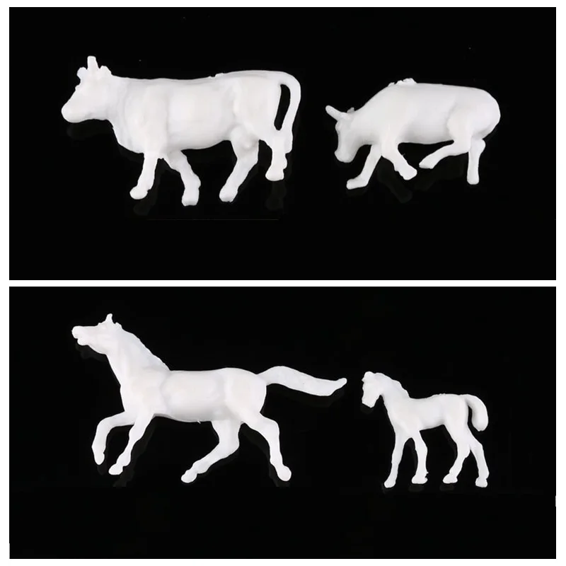 50 шт. 1:87 неокрашенных белых сельскохозяйственных животных коровы/лошади/Овцы и