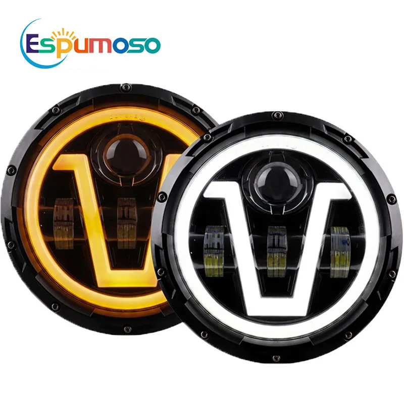 

7inch LED Headlight 65W DRL Halo Angle Eyes Led Headlamp Hi-Low Beam For Lada 4x4 Niva Urban Dot E9 7" Jeep Wrangler LED 12V 24V