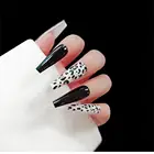 24 шт.корт. Леопардовые накладные ногти Длинные накладные ногти для французского балета винно-красные накладные ногти для украшения искусственных ногтей