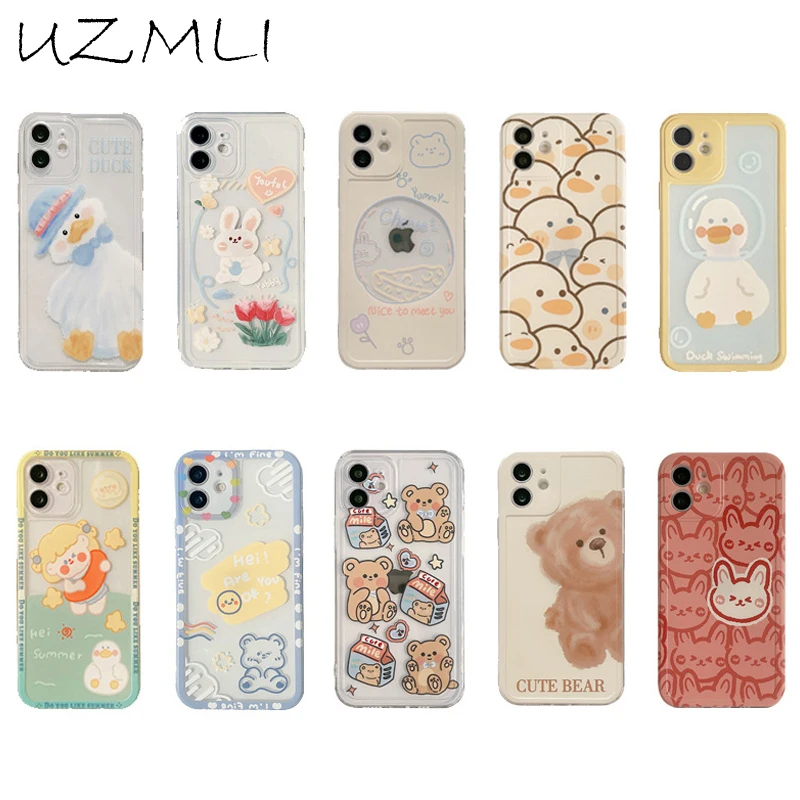 Милый кавайный чехол для телефона с рисунком облака медведя лески рисунка в