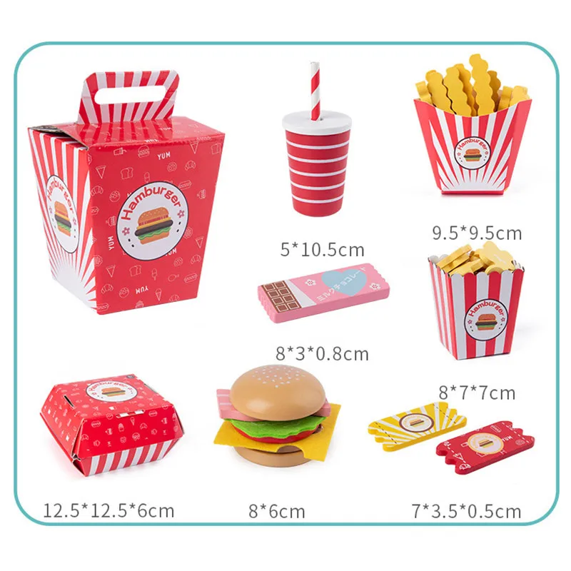 

Children Pretend simulation food toys teaching Toys Baby Play House Hamburger Hot dog French Fries Kitchen Set Fast Food Toys