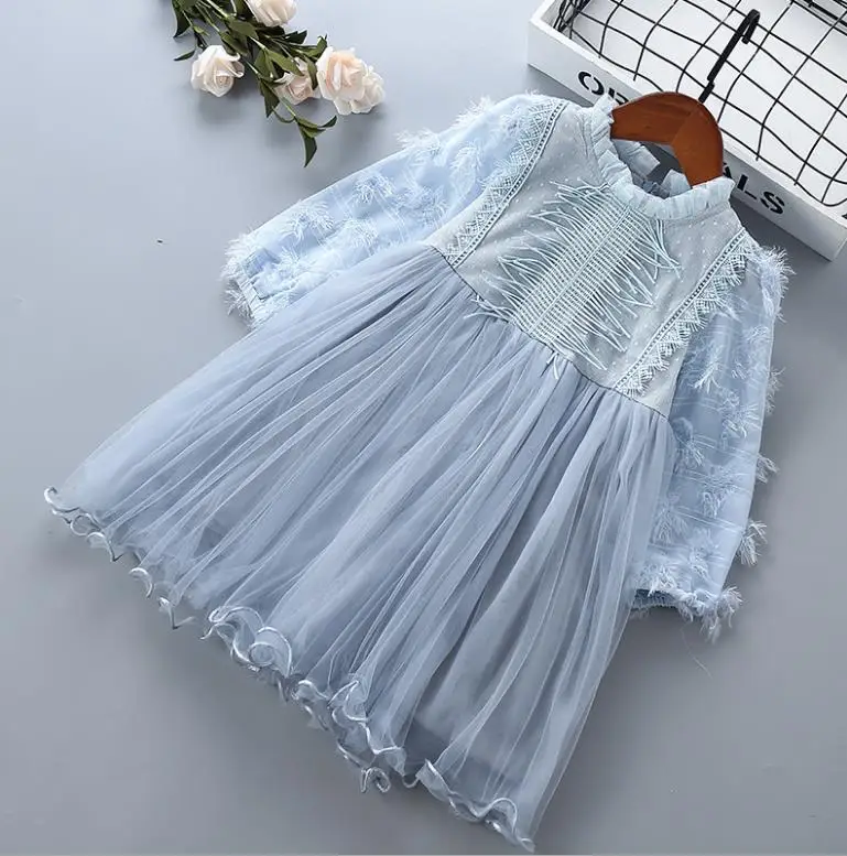 2019 г. Осенние модные кружевные сетчатые платья принцессы с кисточками для