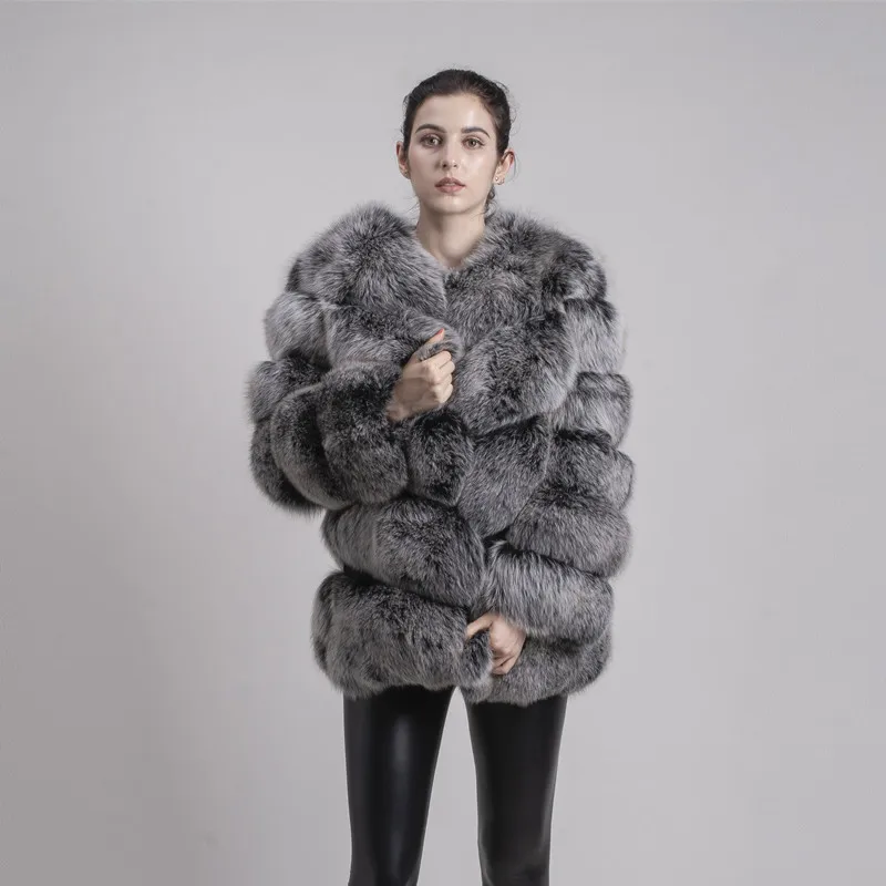 QIUCHEN/PJ8066-1 шуба из натурального Лисьего меха высокого качества; зимняя теплая Толстая куртка из лисьего меха; пальто из натурального меха с длинными рукавами, сохраняющее тепло