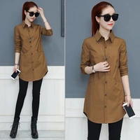 2020 summer women blouse and shirts solid slim long sleeved lady elegant all match lady white shirts outwear tops