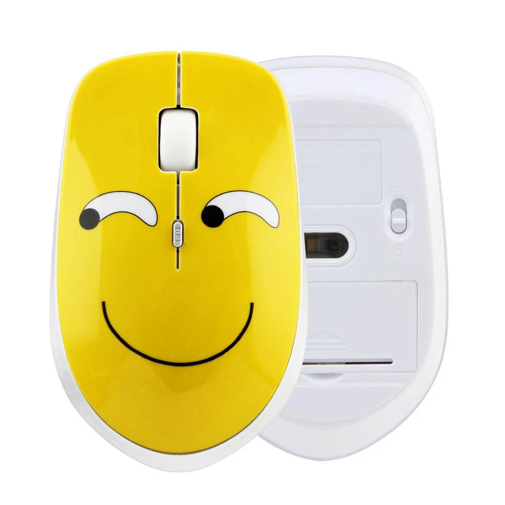 CHYI Милая Беспроводная мини Бесшумная компьютерная мышь Ультра тонкая Usb оптическая ПК Mause эргономичная креативная 3d подарочная мышь для детского ноутбука - Цвет: Squint