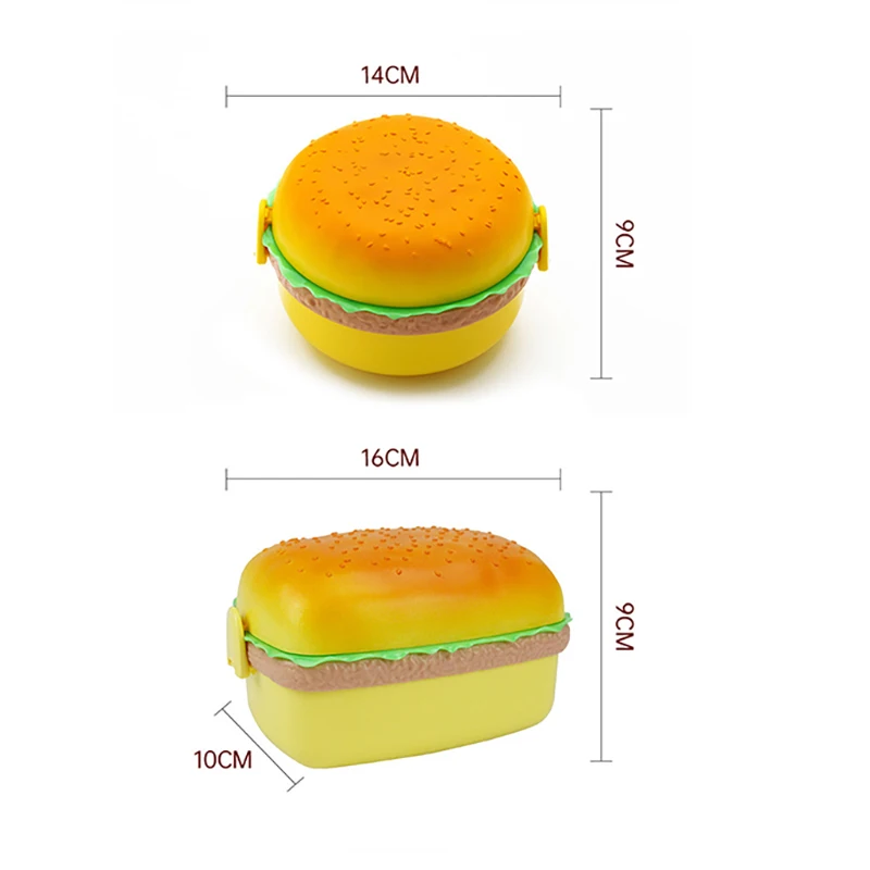 

Creative Cartoon Lunch Box 2Layers Burger Box Bento Boxes With Fork Food Container Tableware Set Children Kids School LunchBox