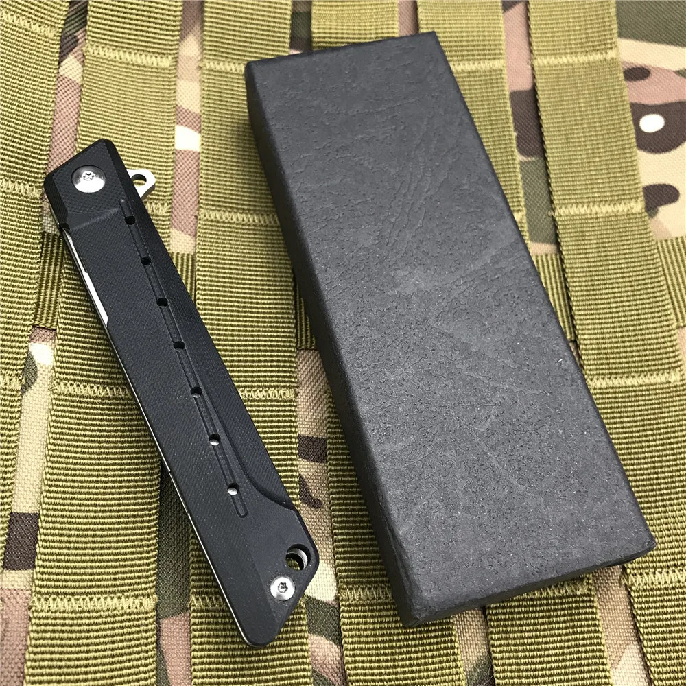 

D2 Steel Blade Outdoor Folding Knife G10 Handle Sanding Cutting Tool Portable Survival Camping Self-defense Knife Pocket Clip