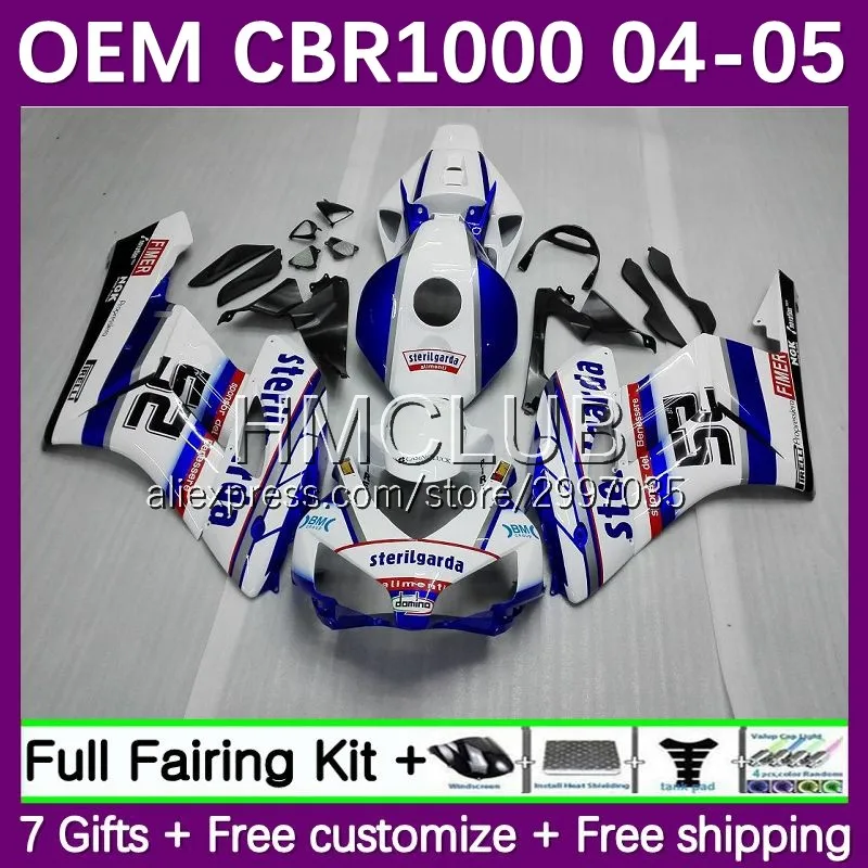 

Инъекция OEM для HONDA CBR1000 CBR 1000 RR CC 1000RR 2004 2005 белый глянцевый 17No.11 CBR-1000 1000CC CBR1000RR 04 05 комплект обтекателей