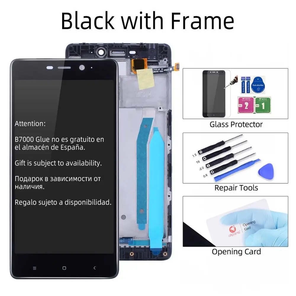 Black with Frame Дисплей для Xiaomi Redmi 4 Pro Prime LCD в сборе с тачскрином на рамке 5.0'' черный черный золото - Цвет: Black with Frame
