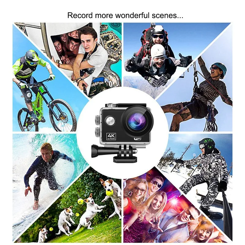 Цена Экшн-камера 4K/60FPS WIFI 24 МП Ultra HD мини-камера на шлем с 2,0 дюймовым IPS-экраном Wifi Водонепроницаемая Спортивная камера