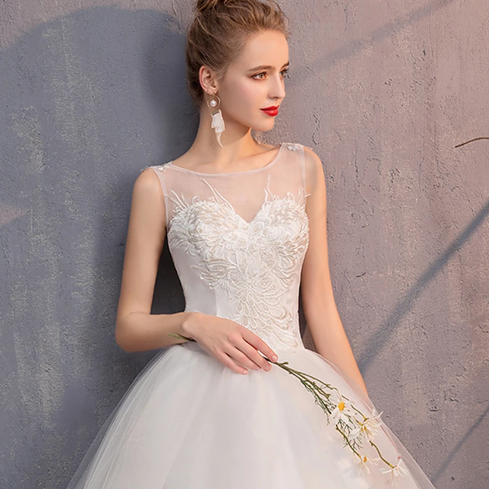

Wedding Dresses Floor-Length Lace Up A-Line Appliques Bride Dress