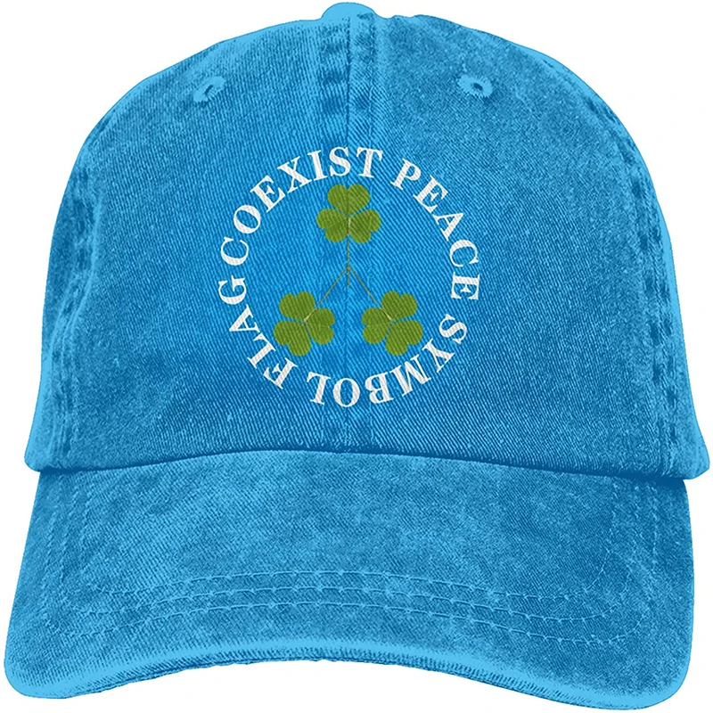 

Coexist Peace Symbol Clover Sports Denim Cap Adjustable Unisex Plain Baseball Cowboy Snapback Hat