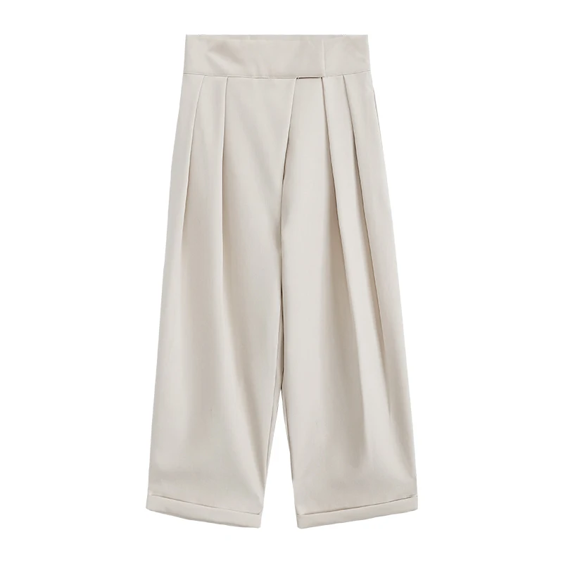 Mozuleva повседневные белые брюки для женщин с высокой талией свободные широкие