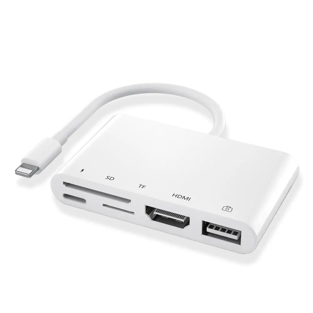 Lightning Hub адаптер для iPhone/iPad Lightning/HDMI 5 в 1 взаимный обмен данными между компьютером и