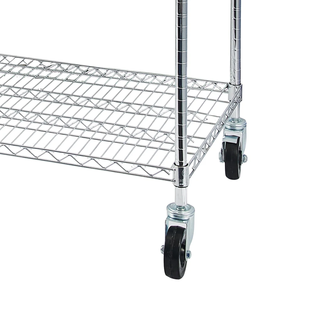 

Adjustable 4-Tier Steel Wire Shelving Rack With 4" Wheels