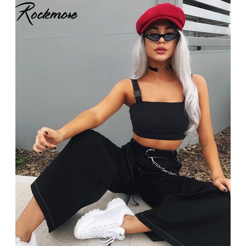 Rockmore черный готический топ на бретелях с пряжкой и ремешками женские ремни-подвески жилет с вырезом на спине женский короткий топ уличная Клубная