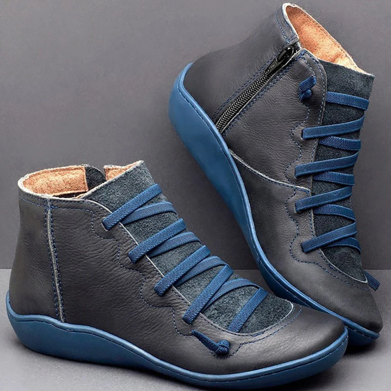 Women Ankle Boots 2019 Plus Size 43 Fashion Slip On Cozy PU Leather Solid Rubber Designer Woman | Обувь