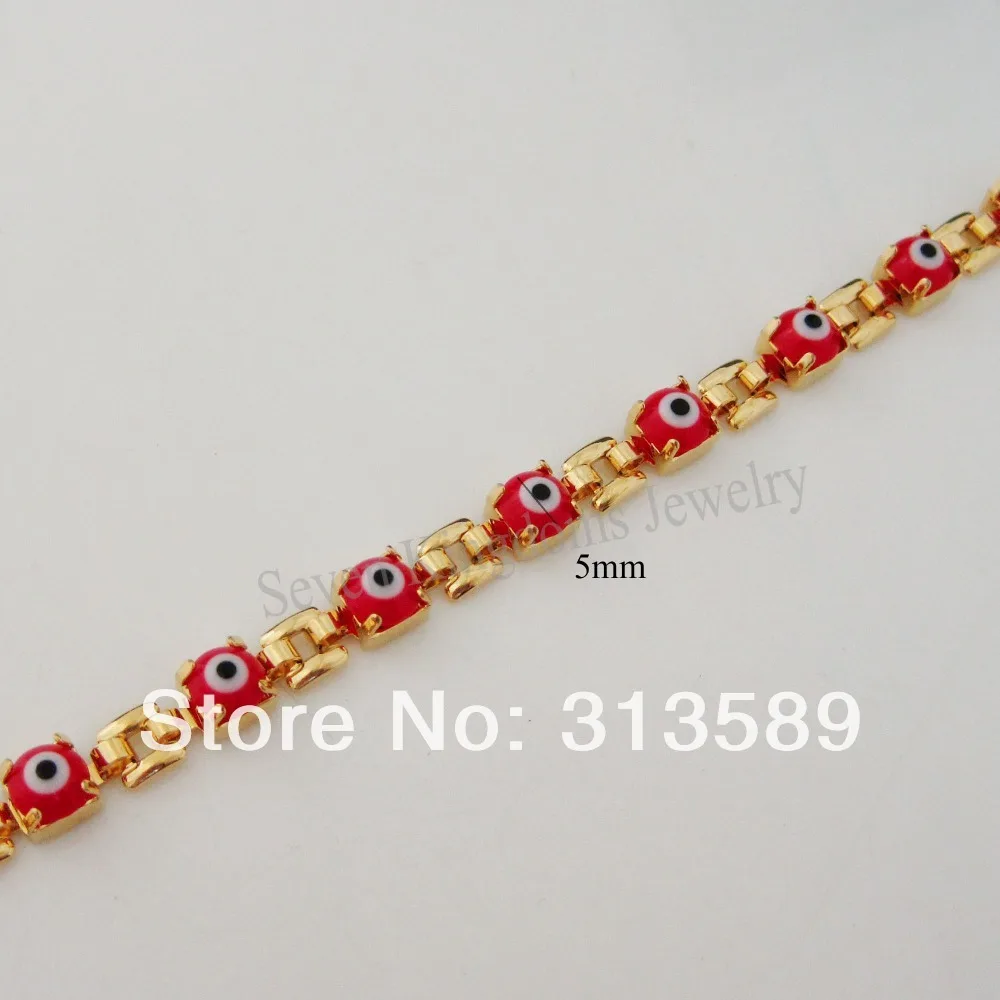 Браслет Foromance/8 2 дюйма из желтого золота с покрытием латуни от сглаза голубым