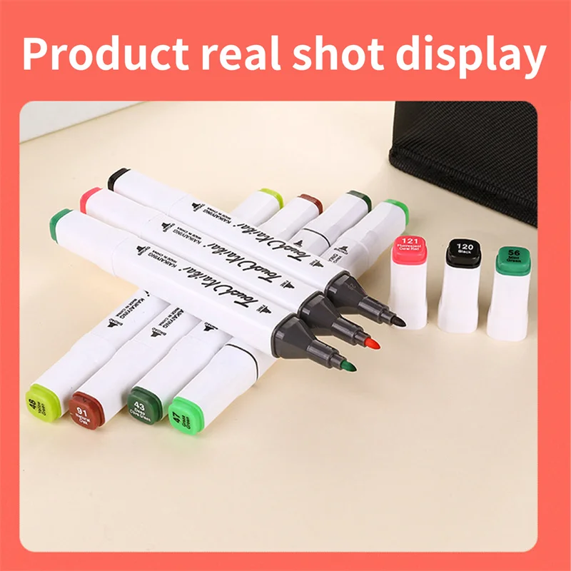 Conjunto de rotuladores de doble cara para dibujo art&iacute;stico, Set de marcadores de doble cara permanente, baratos, con Alcohol, fieltro de colores, Manga-5
