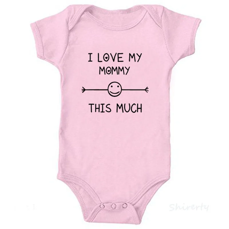 Love My Mommy-Pink1 I Love My Daddy/детские комбинезоны; хлопковая одежда с короткими рукавами для младенцев; Детский комбинезон с принтом «папа»; Одежда для маленьких мальчиков и девочек - Цвет: Love My Mommy-Pink1