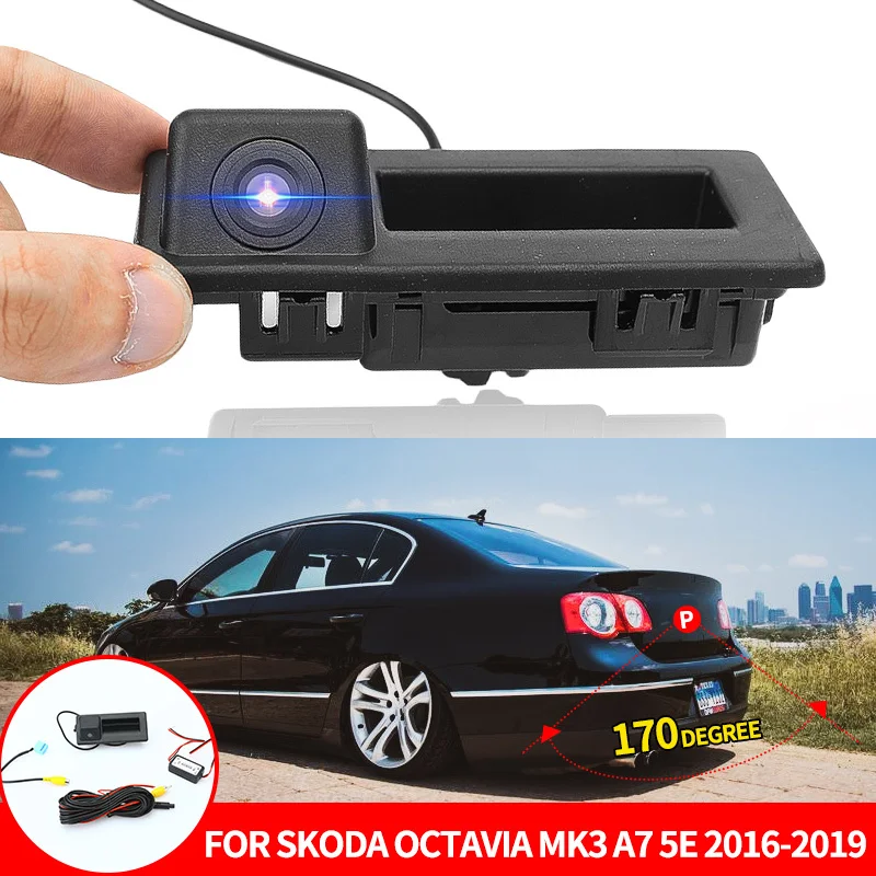 HD Rear View Camera For Skoda Octavia MK3 A7 5E Superb MK3 Tailgate Trunk Handle Camera Backup Camera