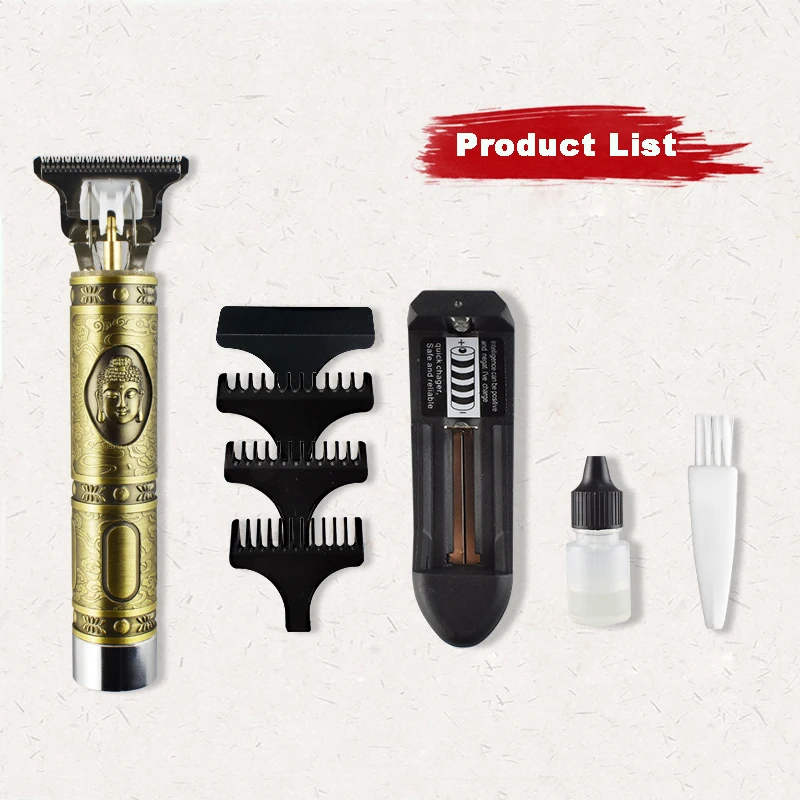 

T-shaped Trimmer Electric Hair Clipper Double Titanium Blade Head 0mm Bald Hair Clipper Rechargeable Men's Style Hair Clipper