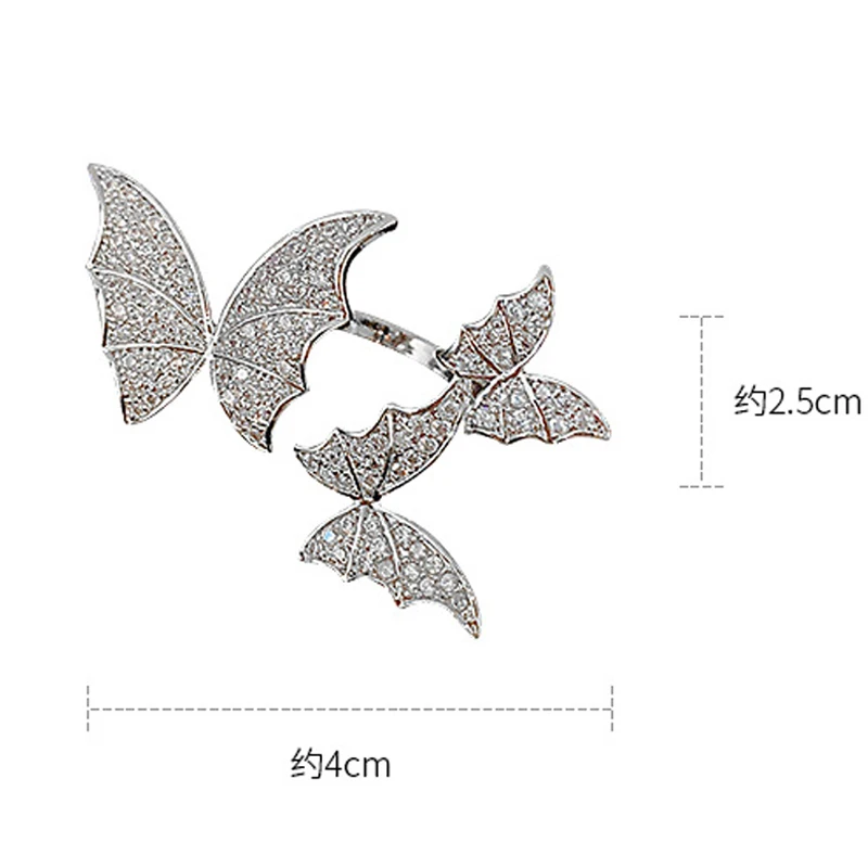 

Luxury Zirconia Micro Pave Open Rings Exaggerate Butterfly Index Finger Ring For Women Girls Silver Color Rings Jewelry Bague