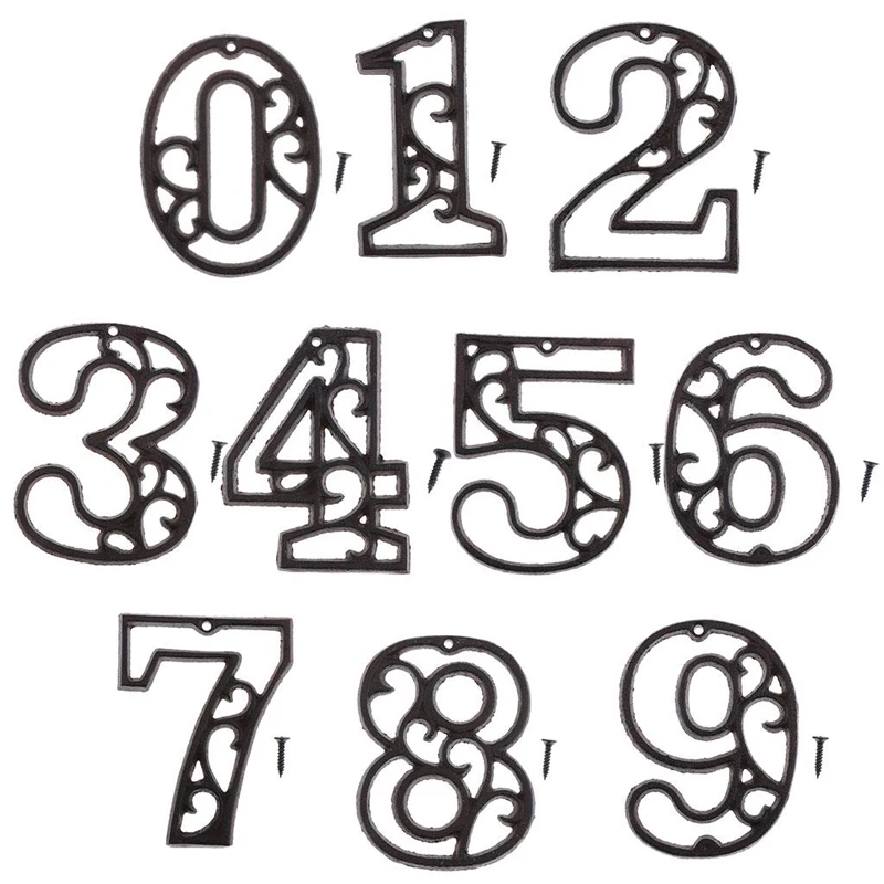 0-9 чугунных цифр номер дома тарелки домашний сад украшение стены отель дверь