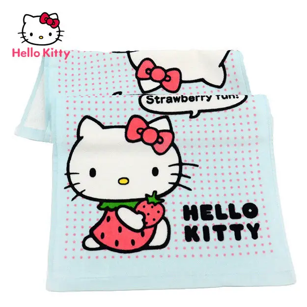

Hello Kitty Fashion Cartoon Face Towel Simple and Comfortable Pure Cotton Cute Strawberry Absorbent Hand Towel