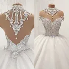 Роскошные свадебные платья Дубай 2022, Пышные свадебные платья с кристаллами и бусинами, винтажные Свадебные платья с вырезом на спине, свадебное платье