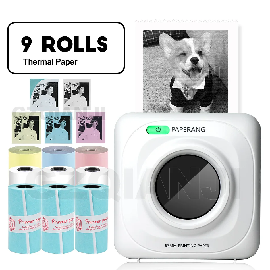 Add 9 Rolls Paper PAPERANG P1 принтер термальный фото Портативный Bluetooth 4,0 телефон беспроводное соединение мини карманные принтеры для iOS Android Windows - color: Add 9 Rolls Paper