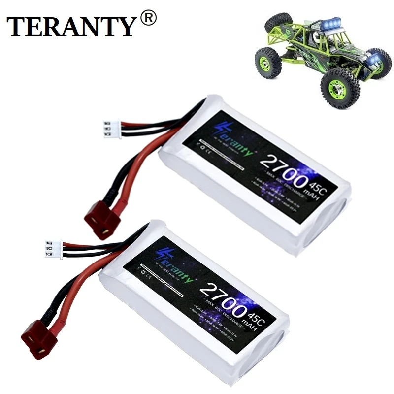 

2Pcs/Sets RC Lipo Battery 2s 7.4V 2700mAh 45C Max 65C For Wltoys 12428 12423 RC Car feiyue 03 Q39 Upgrade parts 7.4v Battery