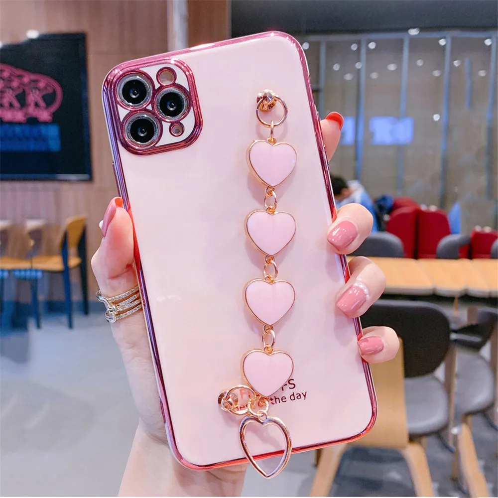 bling electroplated heart love bracelet wristband case for samsung a32 a13 03s 52 72 51 71 11 21s 31 12 70 50 10 30s a750 m31 51 free global shipping