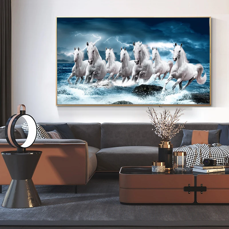 Картина маслом Белая бегущая лошадь HD Печать на холсте постер Настенная картина