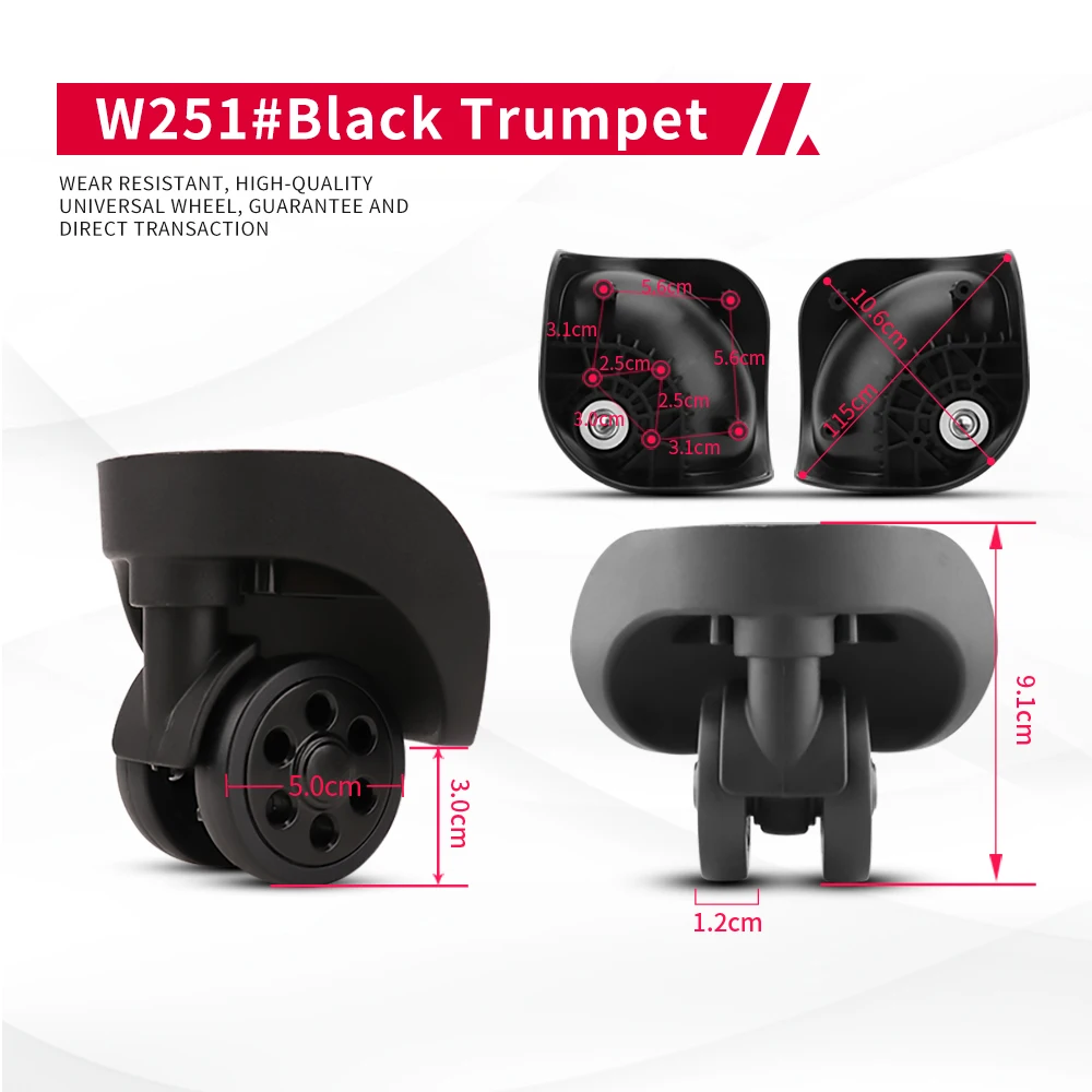 DILONG W251 Trolley suitcase wheel accessories replacement suitcase canvas box repair roller sliding A set of universal wheels