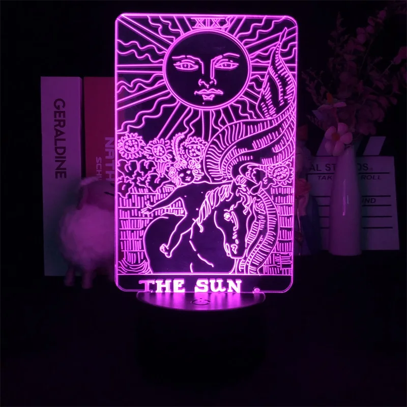 

Tarot The Sun 3D Night Light Alarm Clock Base Light Decorative Child Color with Remote Dropship Delivery Projector Desk Indoor