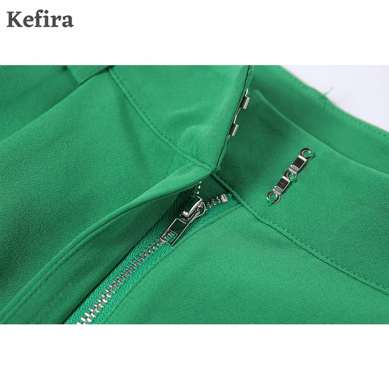 

Kefira 2021 Autumn Y2K High Waist Work Green Pants Women High Street Business Long Trousers Fashion Lady Office Straight Pants