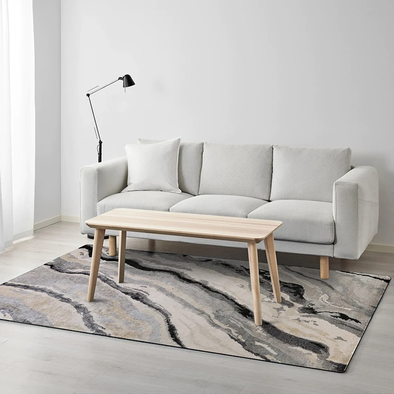 Современный минималистский полосатый ковер гостиной диван стол полный