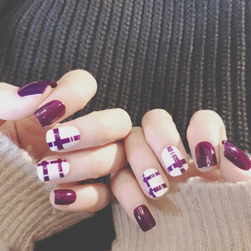 24 шт./компл. модный стиль Готовые накладные ногти круглые/квадратные насадки для