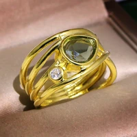 2021 silver plate sale crystal female big moonstone ring fashion gold wedding promise love engagement gift jewelry for women