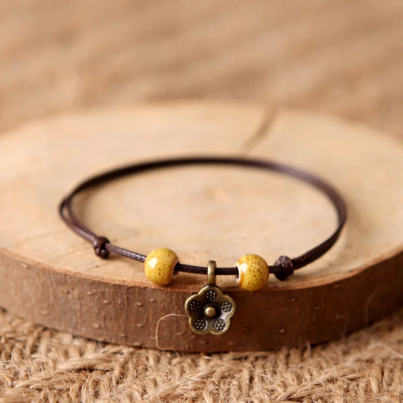 Ceramic Bracelet With Flower Pure Handmade Original Accessories Birthday Gift Retro Fashion Valentine's Day Jewelry For Lovers |