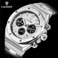 cadisen new sapphire glass luxury mens quartz watch vk63 movement leisure business waterproof watches men relogio masculino
