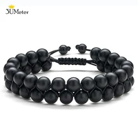 3umeter 8mm charm beads bracelet for men women black matte onyx bracelet natural stone beads handwoven braided bracelets gifts