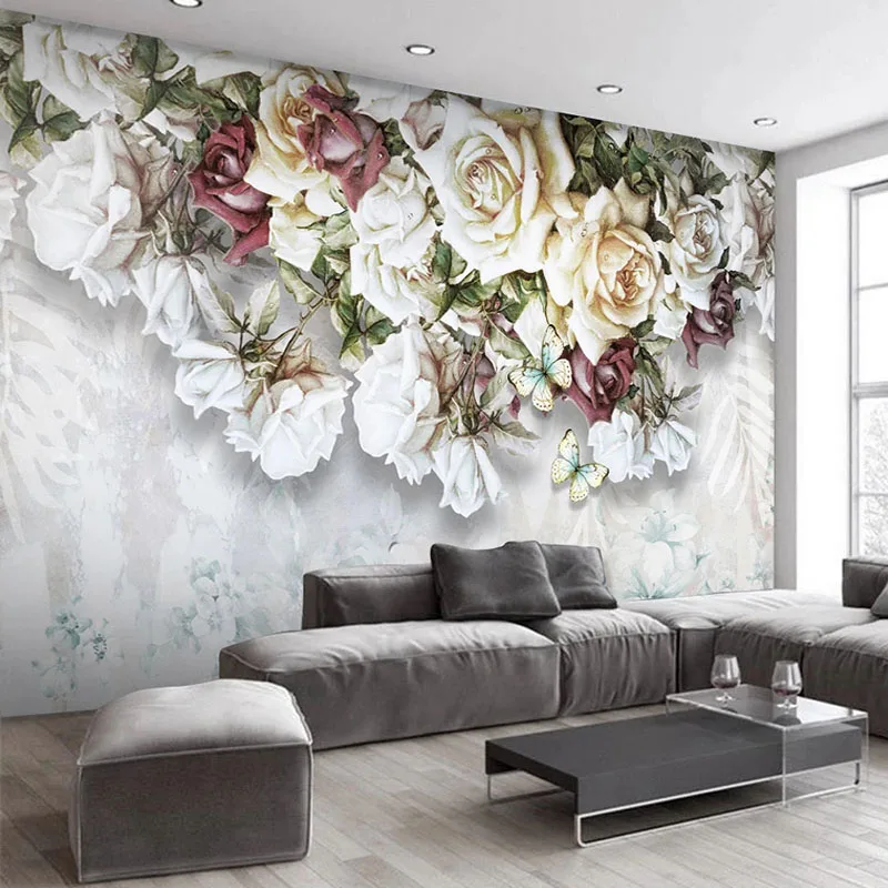Прямая поставка фото современные 3D Стерео Цветы Картина маслом фрески спальня