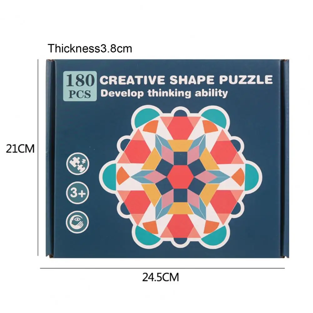 

180Pcs Creative Wooden Geometric Tangram Shape Puzzles Building Blocks Early Educational Puzzle Toys